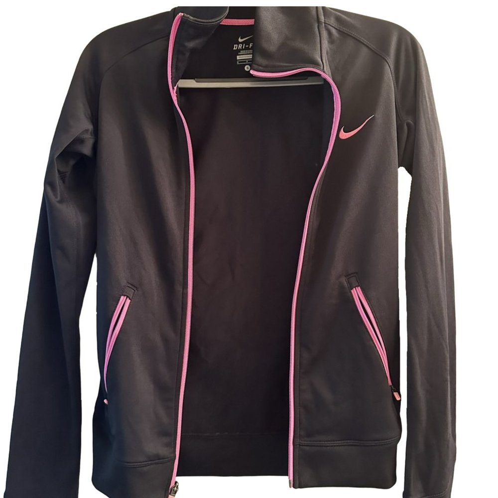 Women's Nike Sports Dri-Fit Breathable Athletic Jacket Black And Pink Size SMALL